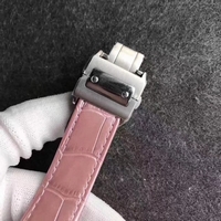 Cartier Santos 100 33mm White Dial Pink Leather Strap Watch00362
