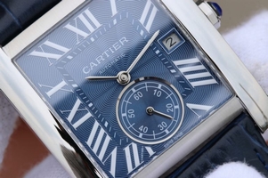 Cartier Tank MC Blue Textured Dial Blue Leather Strap Watch01171