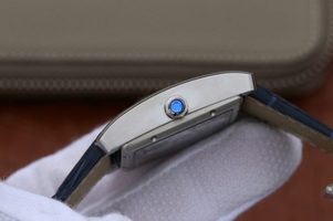 Cartier Tank MC Blue Textured Dial Blue Leather Strap Watch01171