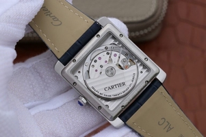 Cartier Tank MC Blue Textured Dial Blue Leather Strap Watch01171