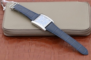 Cartier Tank MC Blue Textured Dial Blue Leather Strap Watch01171