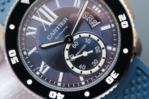Cartier TF Calibre De Cartier Diver Blue Dial Blue Rubber Strap Watch00504