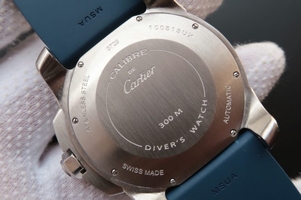 Cartier TF Calibre De Cartier Diver Blue Dial Blue Rubber Strap Watch00504