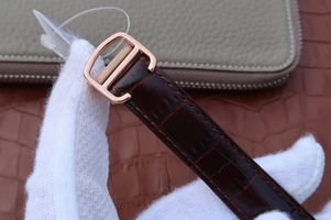 Cartier V6 Ballon Bleu 36mm White Textured Dial Leather Strap Watch00554