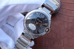 Cartier V6 Ballon Bleu 42mm Black Textured Dial Bracelet Watch00141