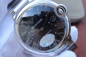 Cartier V6 Ballon Bleu 42mm Black Textured Dial Bracelet Watch00141