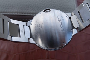 Cartier V6 Ballon Bleu 42mm Black Textured Dial Bracelet Watch00141