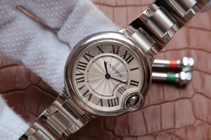 Cartier V6F Ballon Bleu 33mm White Dial Bracelet Ronda Quartz Watch00569