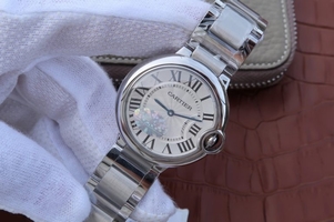 Cartier V6F Ballon Bleu 36mm White Dial Bracelet Ronda Quartz Watch00196