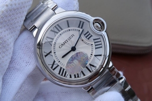 Cartier V6F Ballon Bleu 36mm White Dial Bracelet Ronda Quartz Watch00196