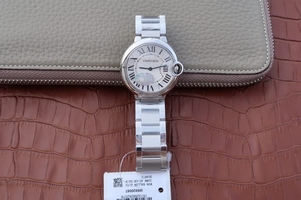 Cartier V6F Ballon Bleu 36mm White Dial Bracelet Ronda Quartz Watch00196