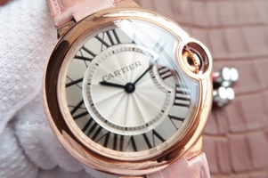Cheap Cartier Ballon Bleu 33mm White Dial Leather Strap Ronda Quartz Watch00789