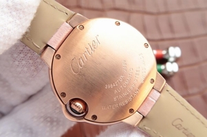 Cheap Cartier Ballon Bleu 33mm White Dial Leather Strap Ronda Quartz Watch00789