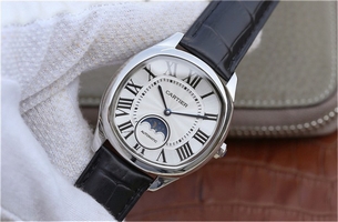 Cheap Cartier Drive de Cartier White Textured Dial Leather Strap Watch00216