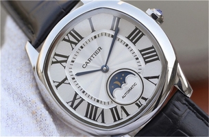 Cheap Cartier Drive de Cartier White Textured Dial Leather Strap Watch00216