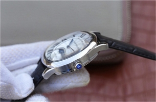 Cheap Cartier Drive de Cartier White Textured Dial Leather Strap Watch00216