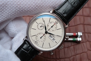 Cheap IWC Portofino Chrono IW391001 White Dial Leather Strap Watch01257