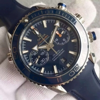 Copy Fashion Omega Seamaster Professional Chronograph Blue Bezel Blue Dial Rubber Strap Watch00307