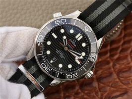 Copy Omega 2018 Seamaster Diver 300M Black Ceramic Dial Nato Strap Watch00447