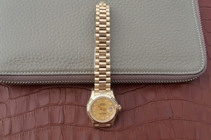 Copy Rolex DateJust 31mm Fluted Bezel Case Gold Dial Rolex Watch01000