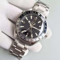Copy Top Omega Planet Ocean 600M GMT Black/Silver Bezel Black Dial Bracelet Omega Watch00205