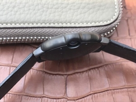 Designer Cartier Ballon Bleu 42mm All Black Black Textured Dial Leather Strap Cartier Watch01132