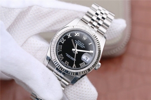 Designer Replica Rolex DateJust 36mm 116234 Black Dial Roman Markers 904L Bracelet Watch01226