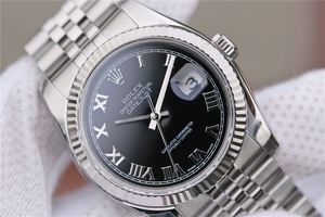 Designer Replica Rolex DateJust 36mm 116234 Black Dial Roman Markers 904L Bracelet Watch01226