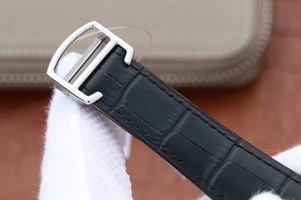 Fake Cartier Tank MC Black Dial Diamonds Bezel Leather Strap Watch00320