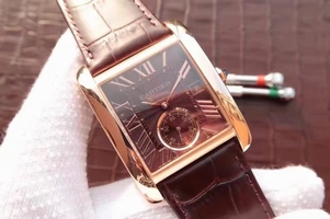Fake Cartier Tank MC Brown Dial Mark Brown Leather Strap Cartier Watch00076
