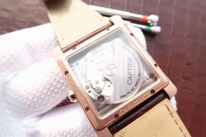 Fake Cartier Tank MC Brown Dial Mark Brown Leather Strap Cartier Watch00076