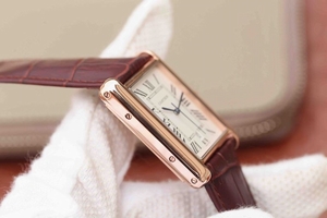 Fake Cartier Tank White Dial Brown Leather Strap Cartier Watch01009