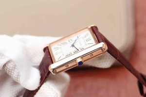 Fake Cartier Tank White Dial Brown Leather Strap Cartier Watch01009