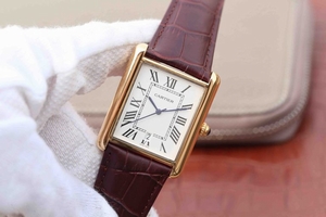 Fake Cartier Tank White Dial Brown Leather Strap Watch00102