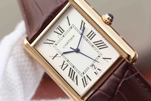 Fake Cartier Tank White Dial Brown Leather Strap Watch00102