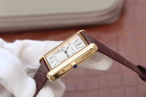 Fake Cartier Tank White Dial Brown Leather Strap Watch00102