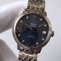 Fake Omega MKF De Ville 33mm Diamonds Markers Blue Dial Bracelet Watch01001
