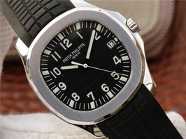 Fake Patek-Philippe Aquanaut 5167 PF Black Textured Dial Black Rubber Strap Watch00276