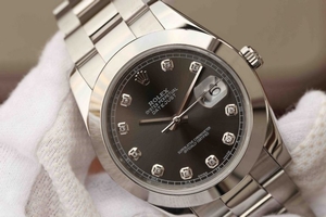 Fake Rolex DateJust 41mm 126300 Gray Dial Diamonds Markers Bracelet Watch00346