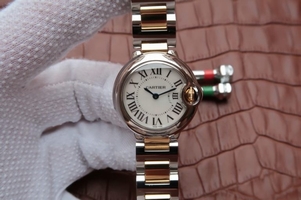 High Imitation Cartier Ballon Bleu Ladies 28mm White Dial Bracelet Ronda Quartz Watch00232