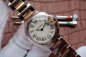 High Imitation Cartier Ballon Bleu Ladies 28mm White Dial Bracelet Ronda Quartz Watch00232