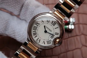 High Imitation Cartier Ballon Bleu Ladies 28mm White Dial Bracelet Ronda Quartz Watch00232