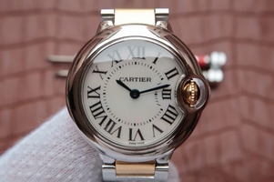 High Imitation Cartier Ballon Bleu Ladies 28mm White Dial Bracelet Ronda Quartz Watch00232