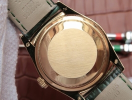 High Quality Fake Rolex Day-Date 118138 Green Dial Green Leather Strap Rolex Watch00410