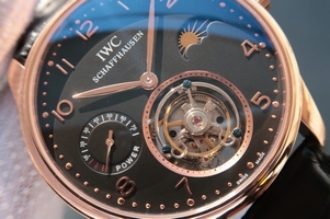 High Quality Replica IWC Portuguese Tourbillon Power Reserve Moonphase Black Dial Watch01195