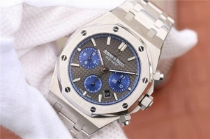 Hot Fake Audemars Piguet Royal Oak Chronograph Gray/Blue Dial Bracelet Watch00033