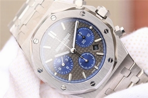 Hot Fake Audemars Piguet Royal Oak Chronograph Gray/Blue Dial Bracelet Watch00033