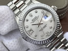 Hot Imitation Rolex DateJust 28mm Fluted Bezel White Dial Diamonds Rome Markers Bracelet Watch00042