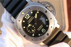 Hot Panerai PAM571 Titanium Black Dial Black Rubber Strap Panerai Watch00160