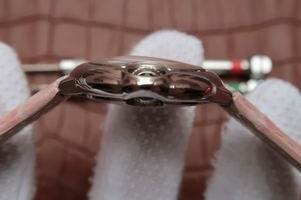 Imitation Cartier Ballon Bleu Ladies 28MM White Dial Pink Leather Strap Ronda Quartz Cartier Watch01199